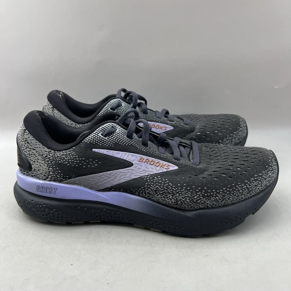Brooks Ghost 16 Running Shoes Women Size 8 B Black Purple Mesh Comfort Sneakers